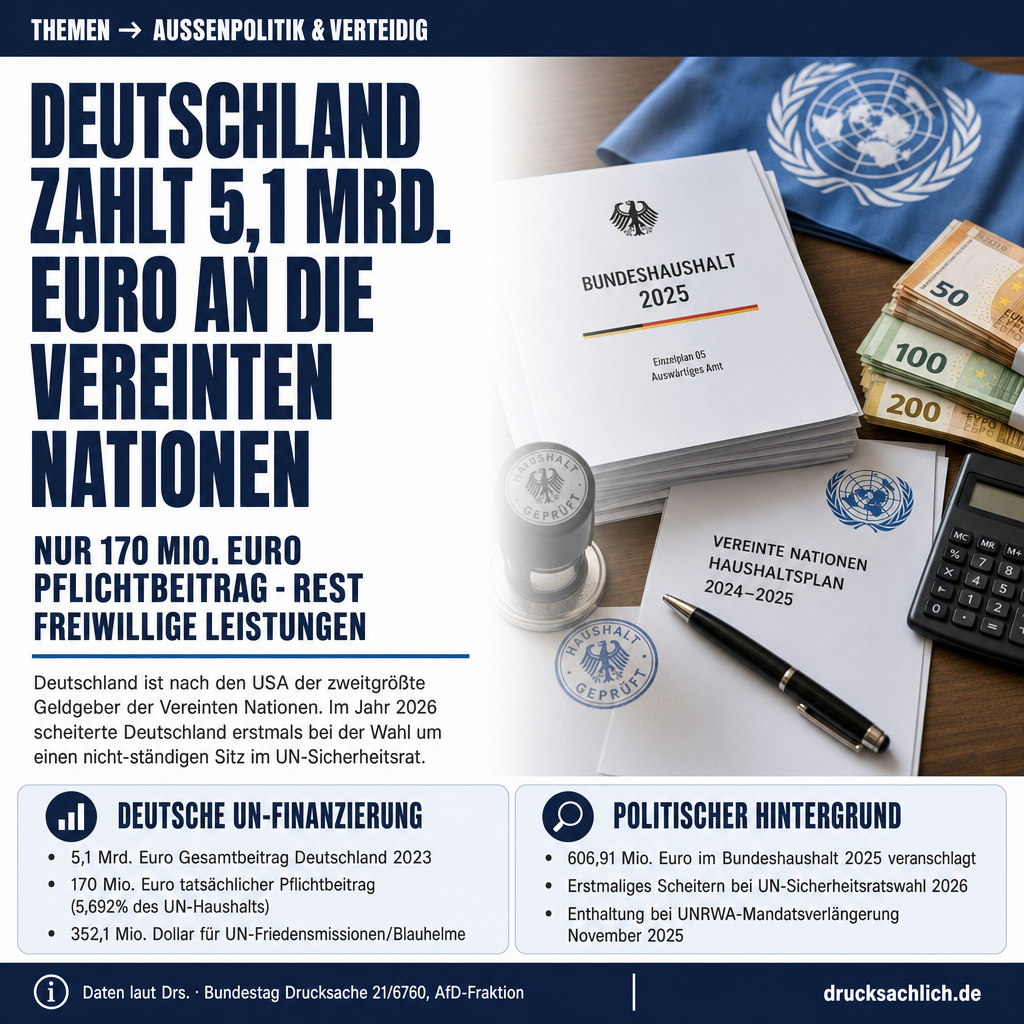 UN-Finanzierung: Deutschland zahlt 5,1 Mrd. Euro an die Vereinten Nationen