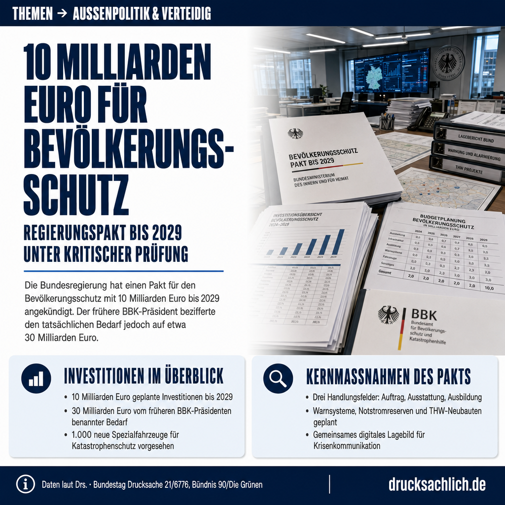 Zivile Verteidigung: 10 Mrd. Euro Pakt auf dem Prüfstand
