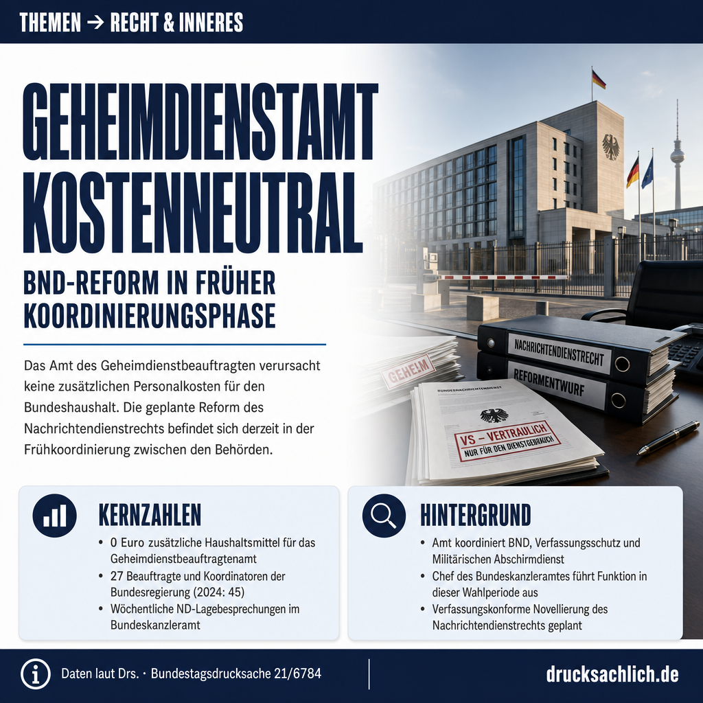 Geheimdienstbeauftragter: Amt kostenneutral, BND-Reform in Planung