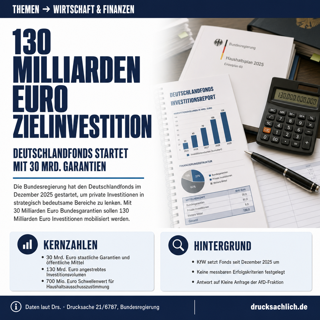 Deutschlandfonds: 30 Mrd. Euro Garantien, 130 Mrd. Zielinvestition