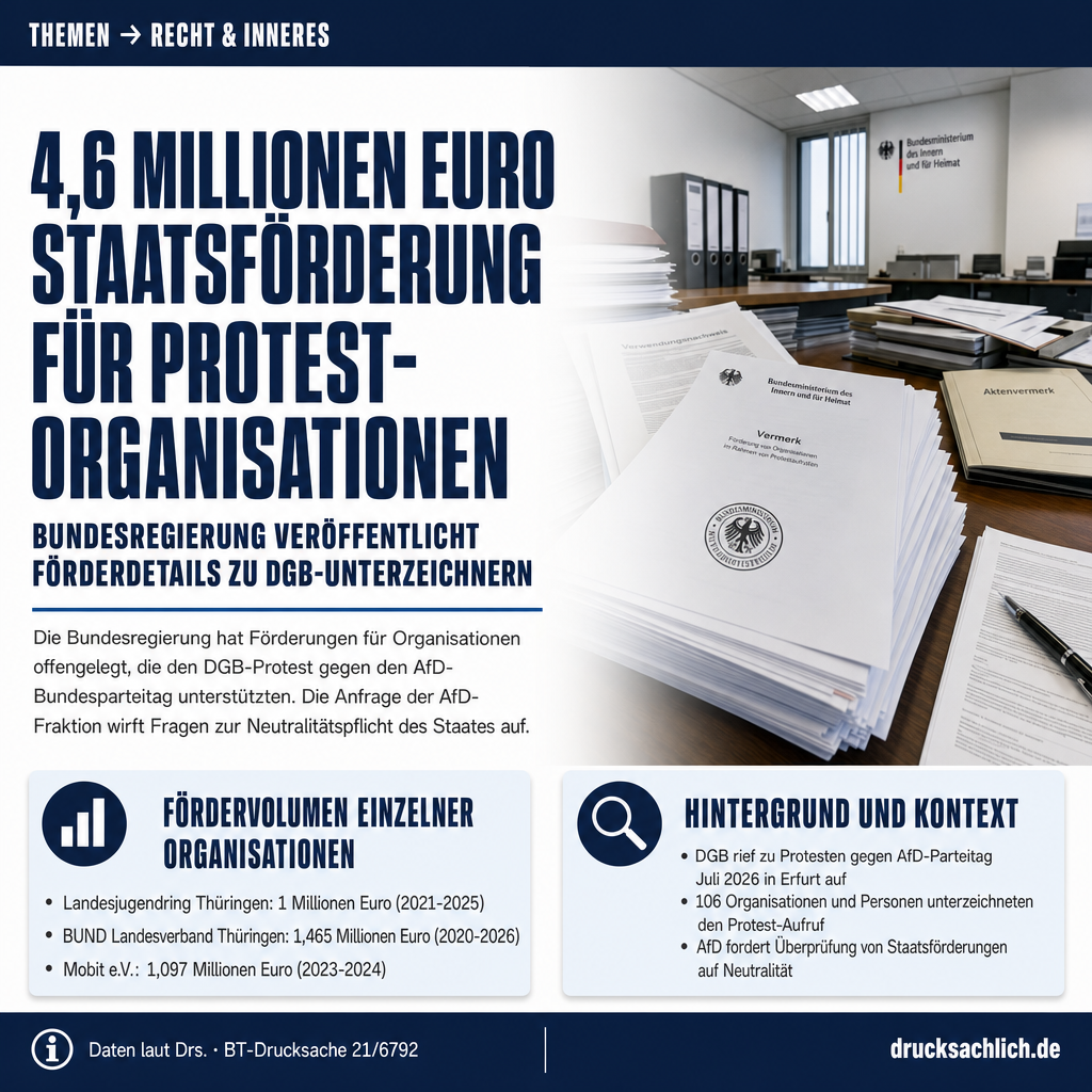 Staatsförderung für DGB-Protest-Unterzeichner: Bundesregierung legt Zahlen vor