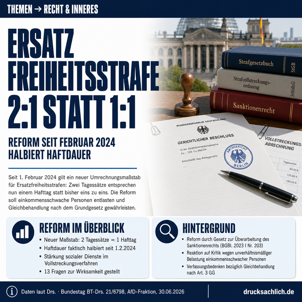 Ersatzfreiheitsstrafe: Reform 2024 unter parlamentarischer Kontrolle