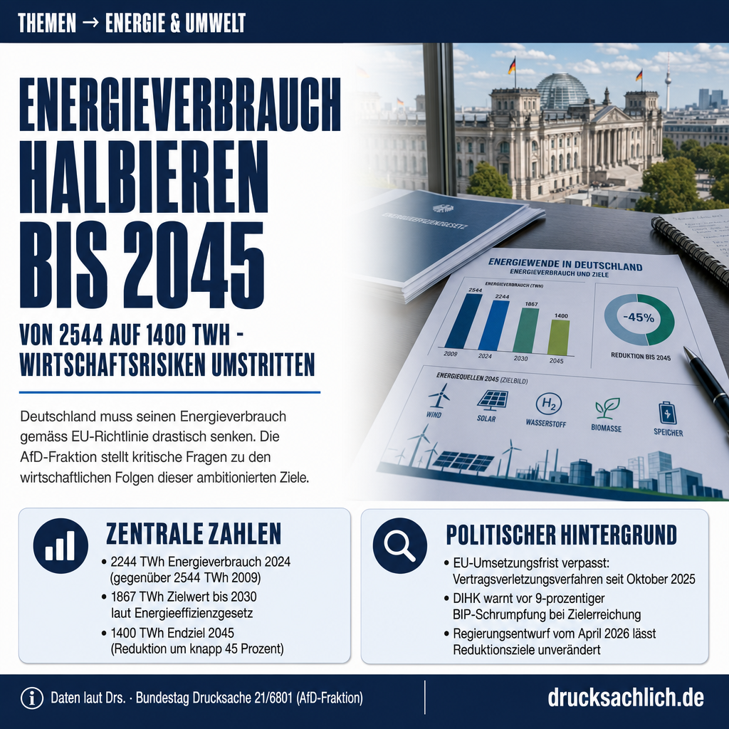 Energieeffizienzgesetz: 21 Fragen zu Sparzielen und Wirtschaftsrisiken