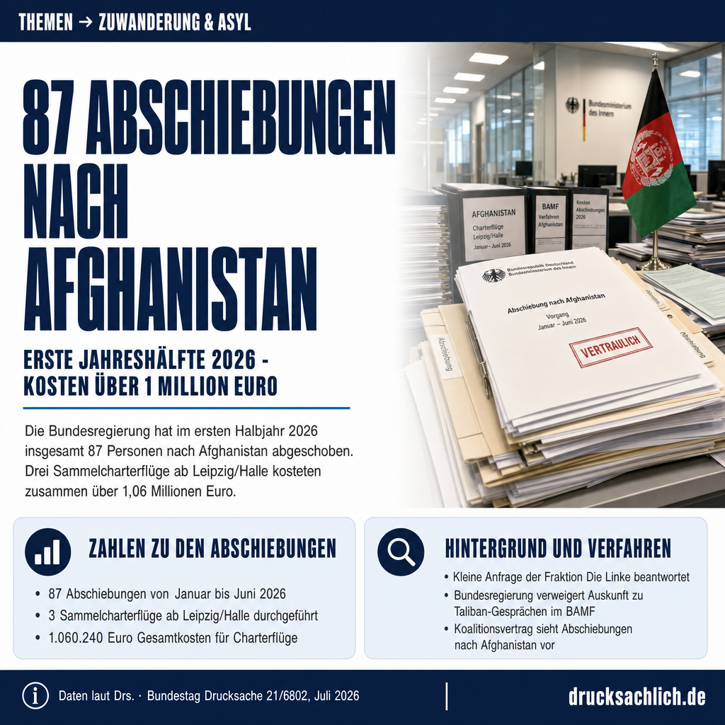 Abschiebungen nach Afghanistan: 87 Personen in 2026 zurückgeführt