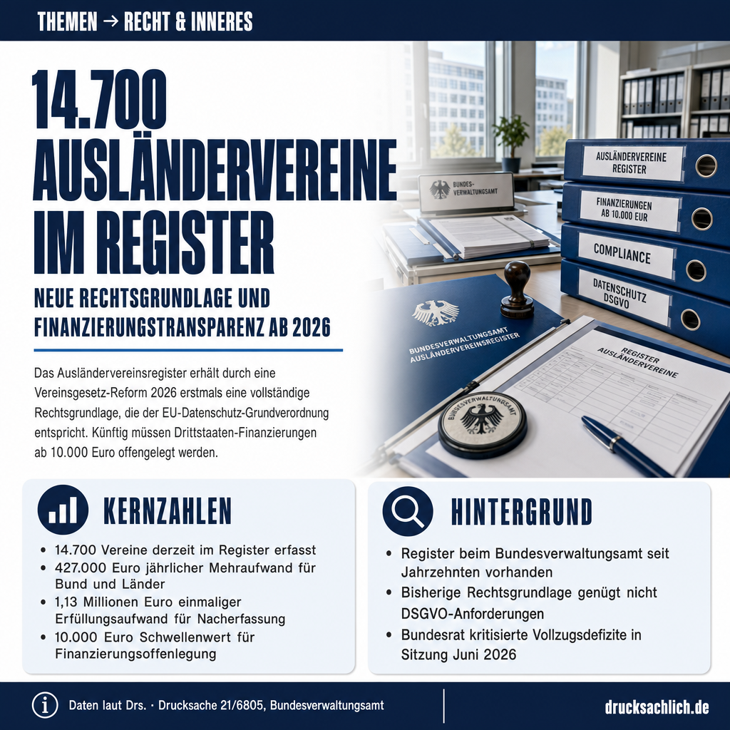 Vereinsgesetz-Reform 2026: Ausländervereinsregister erhält Rechtsgrundlage