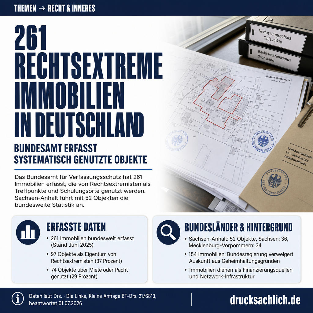 Rechtsextreme Immobilien: 261 Objekte bundesweit erfasst