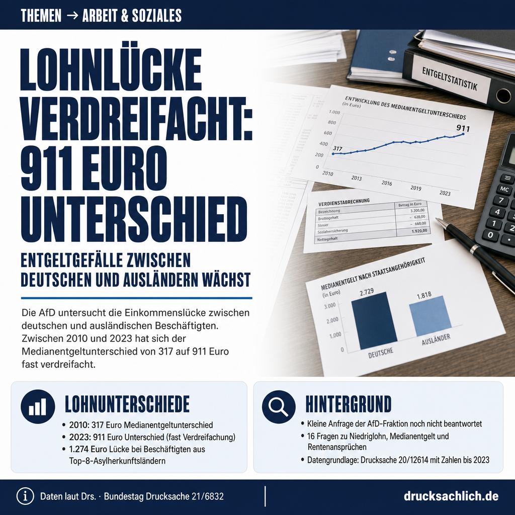 Lohnunterschiede: AfD fragt nach Entgeltlücke zwischen Deutschen und Ausländern