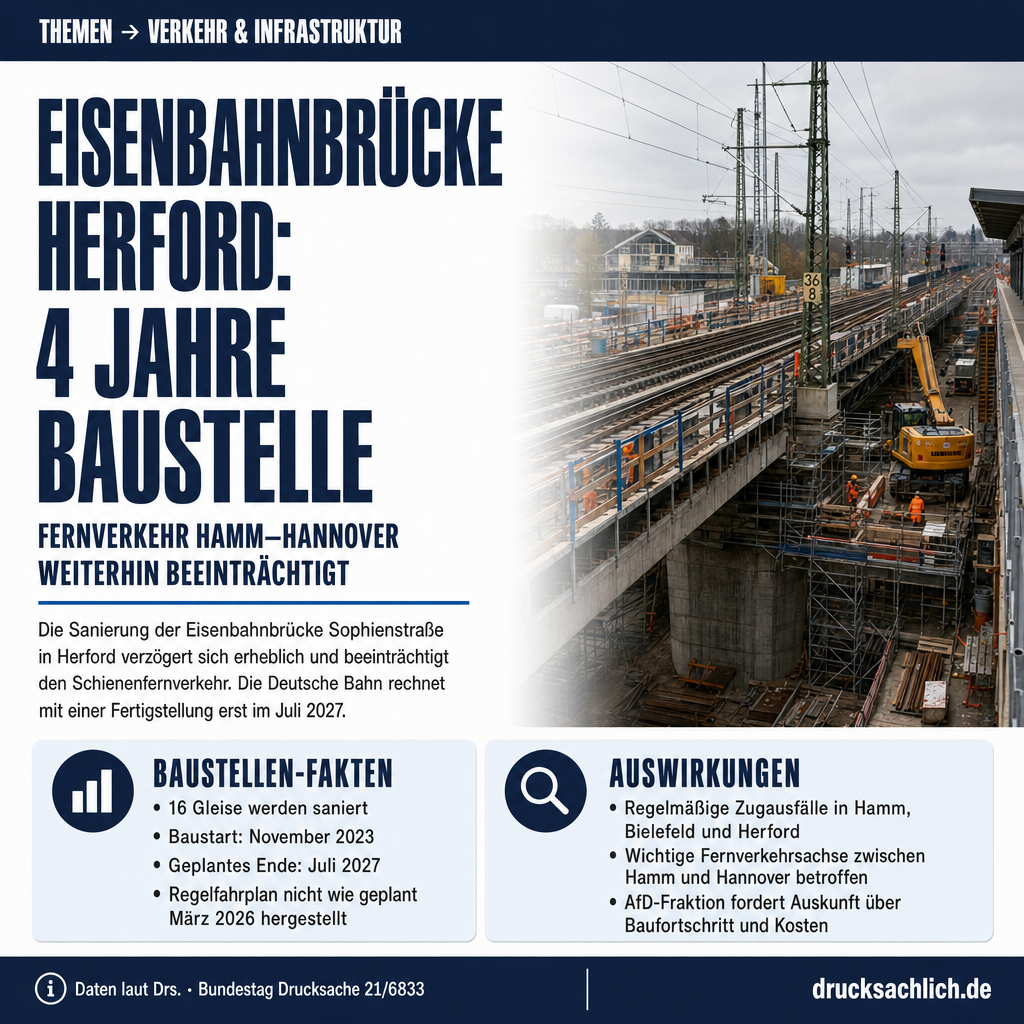 Eisenbahnbrücke Herford: Baustelle verzögert Fernverkehr Hamm–Hannover