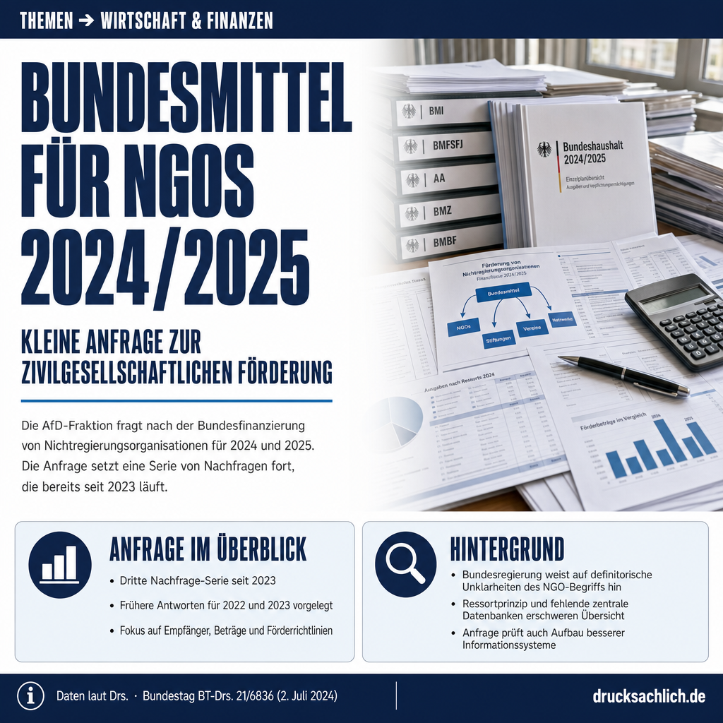 NGO-Finanzierung 2024/2025: Bundesmittel für Zivilgesellschaft erfragt