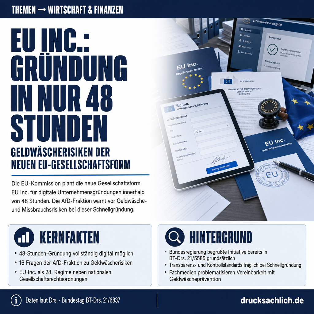 EU Inc.: Geldwäscherisiken der neuen EU-Gesellschaftsform geprüft