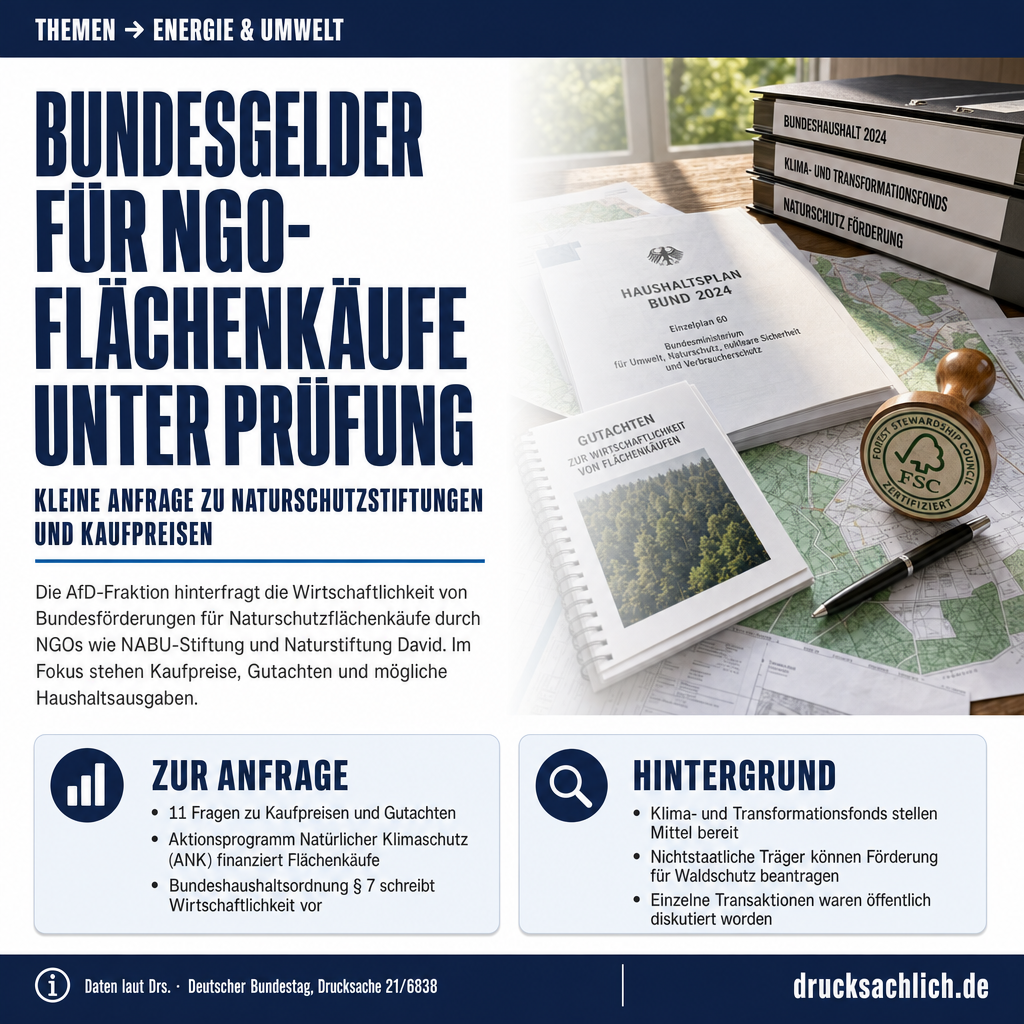 Naturschutz-Flächenkäufe: NGO-Förderung aus Bundeshaushalt unter Prüfung