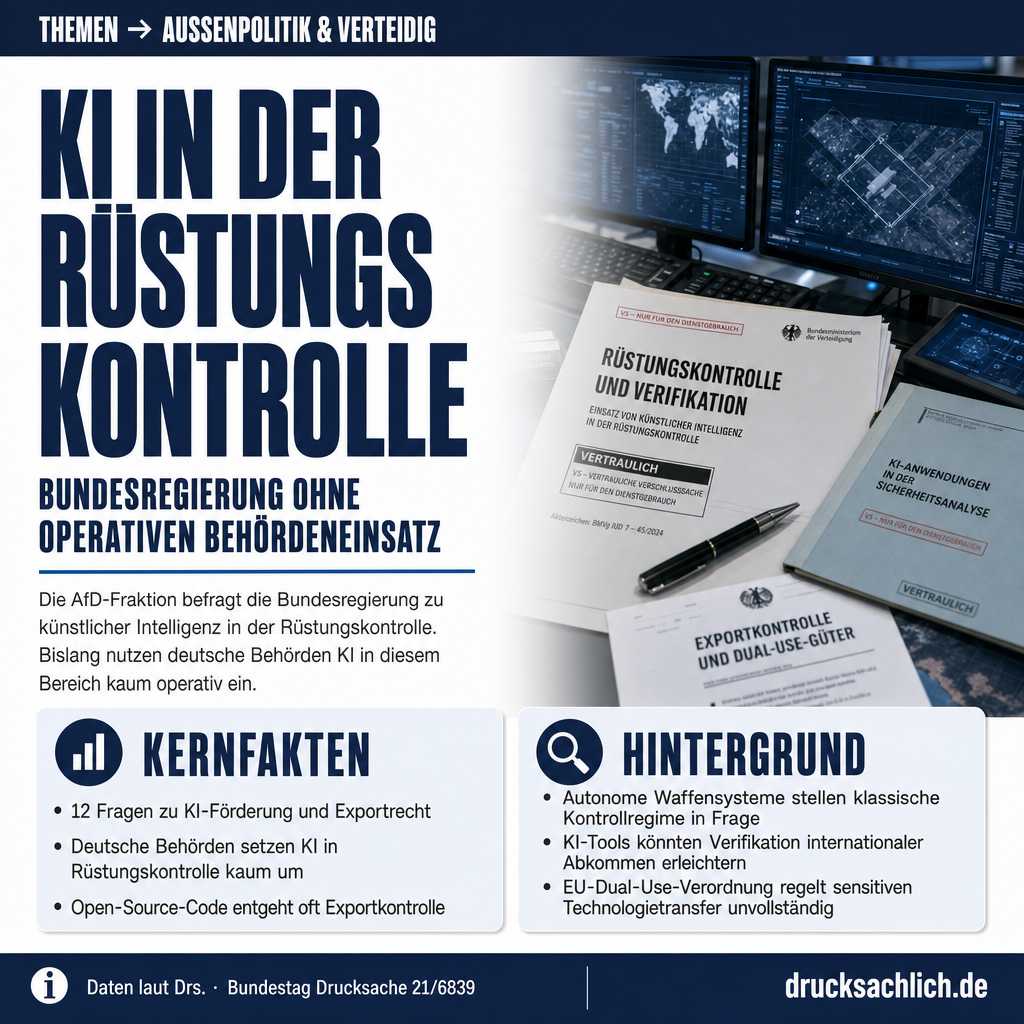 KI in der Rüstungskontrolle: Bundesregierung unter Befragung