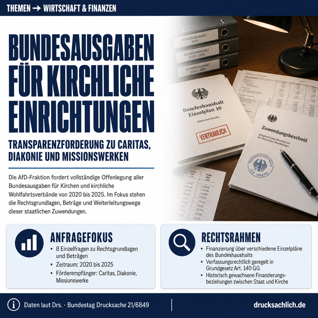 Kirchenfinanzierung: Bundesausgaben 2020–2025 unter Prüfung