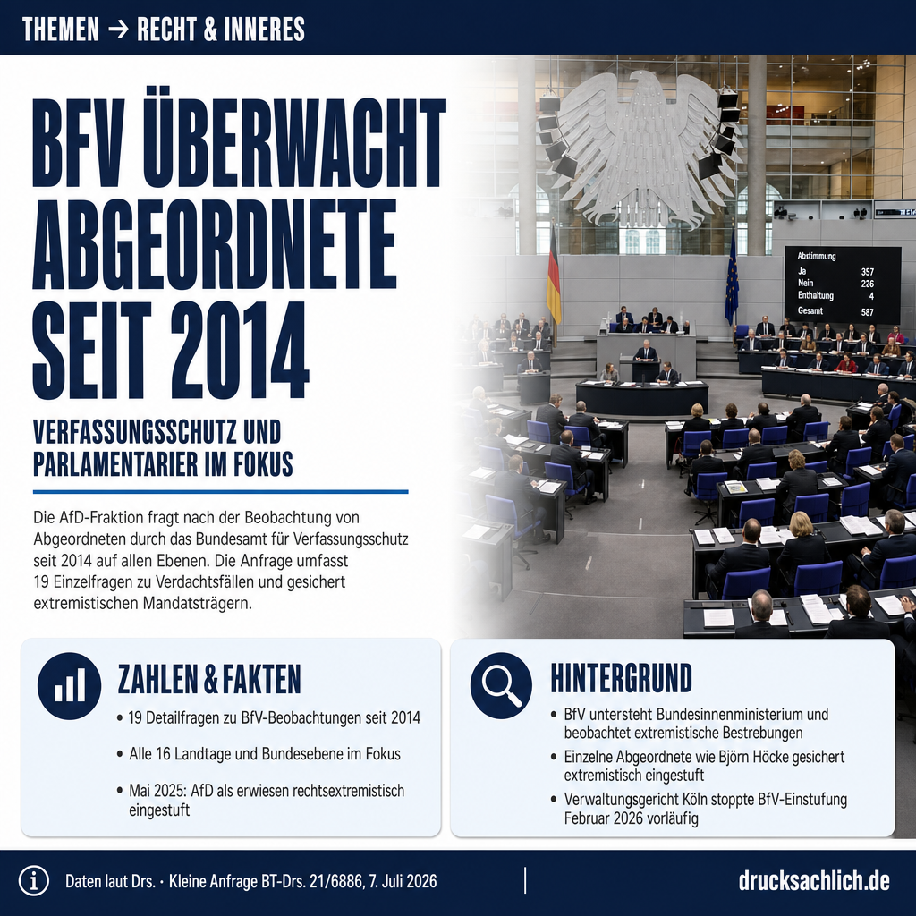 Verfassungsschutz: BfV-Beobachtung von Abgeordneten seit 2014