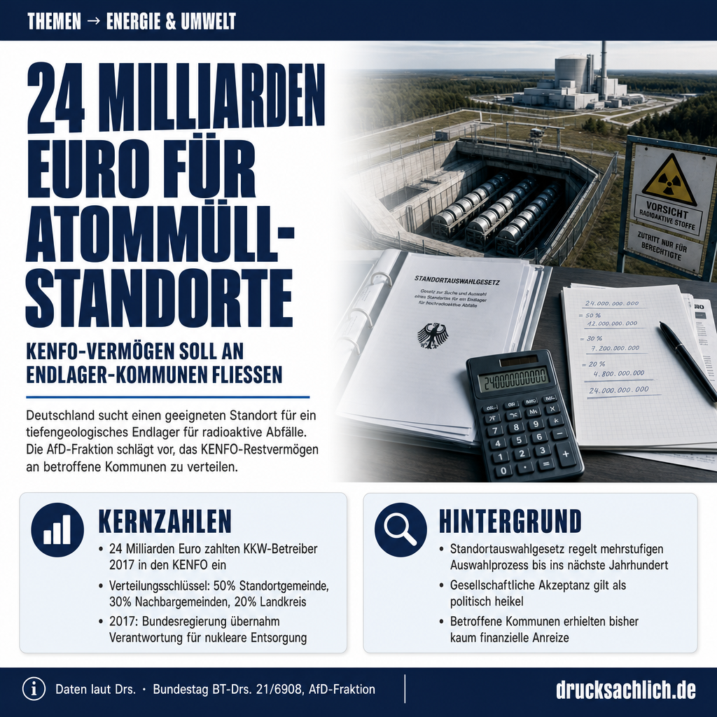 Endlagerfindungsgesetz: KENFO-Restvermögen für Standortkommunen