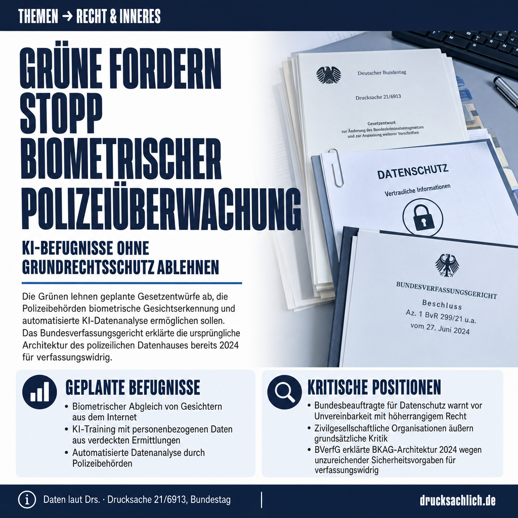 KI-Polizeirecht 2026: Grüne fordern Stopp biometrischer Überwachung