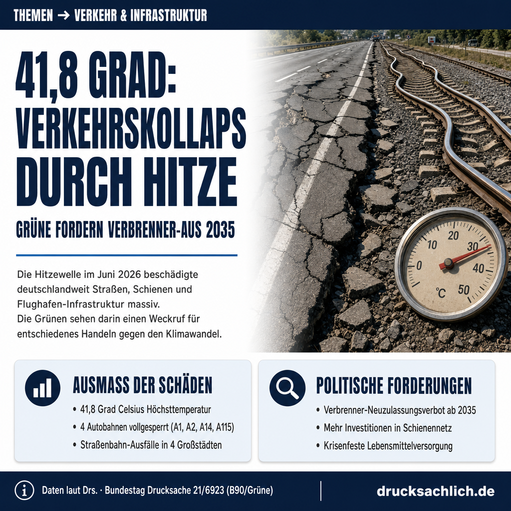 Hitzeschäden Verkehrsinfrastruktur: Grüne fordern Klimaschutz 2026