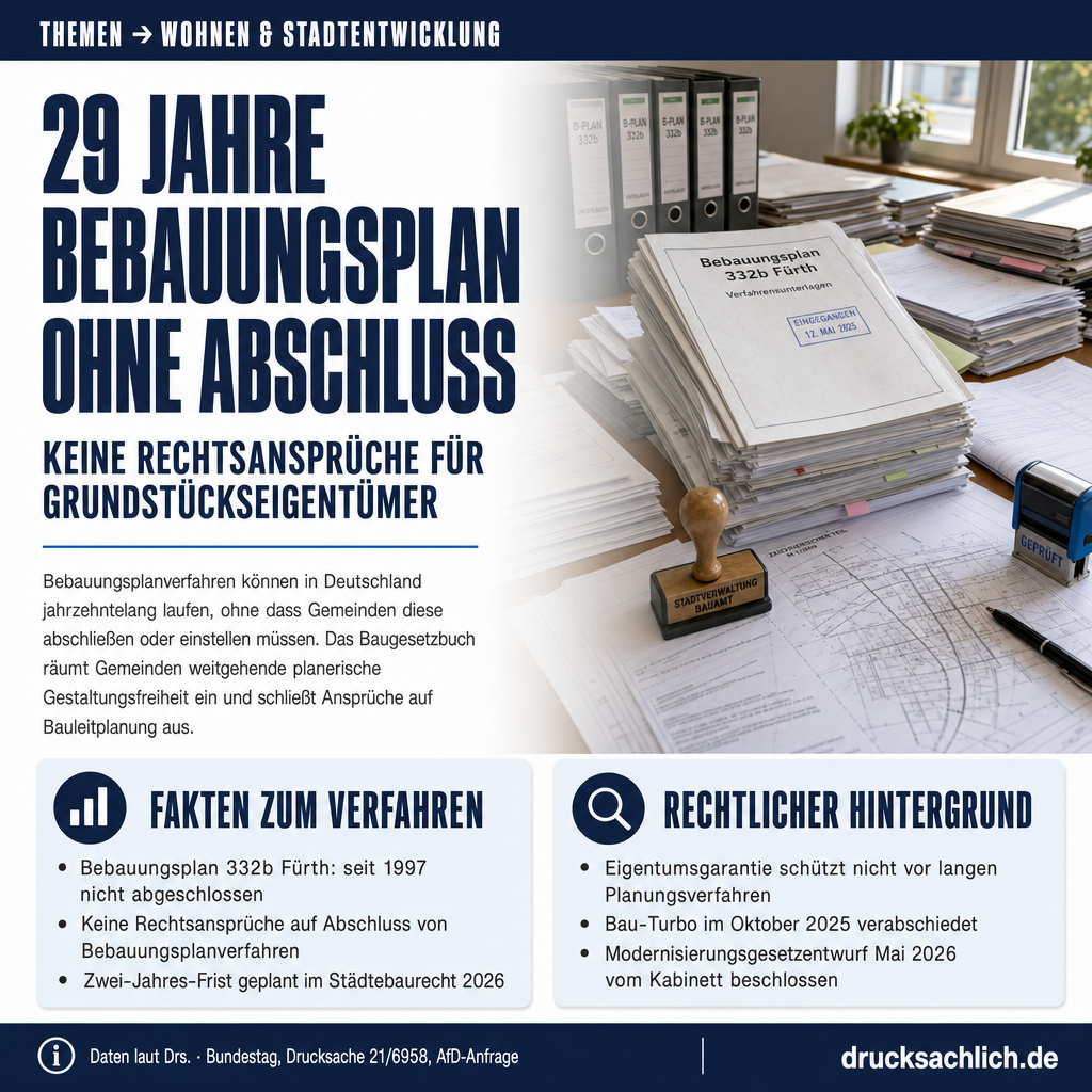 Bebauungsplanverfahren: Jahrzehntelange Stillstände ohne Rechtsschutz