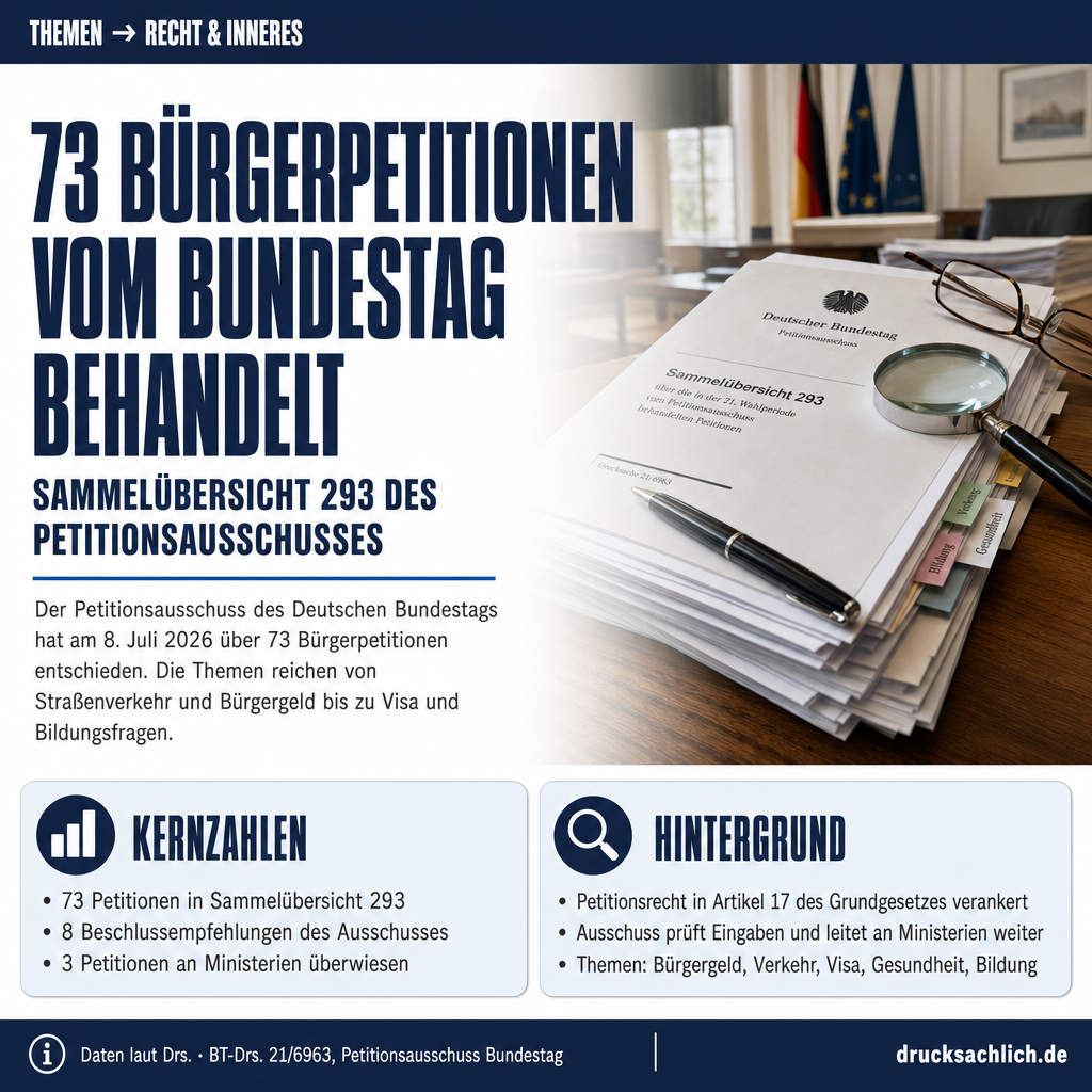 Petitionsausschuss: Sammelübersicht 293 mit 73 Petitionen