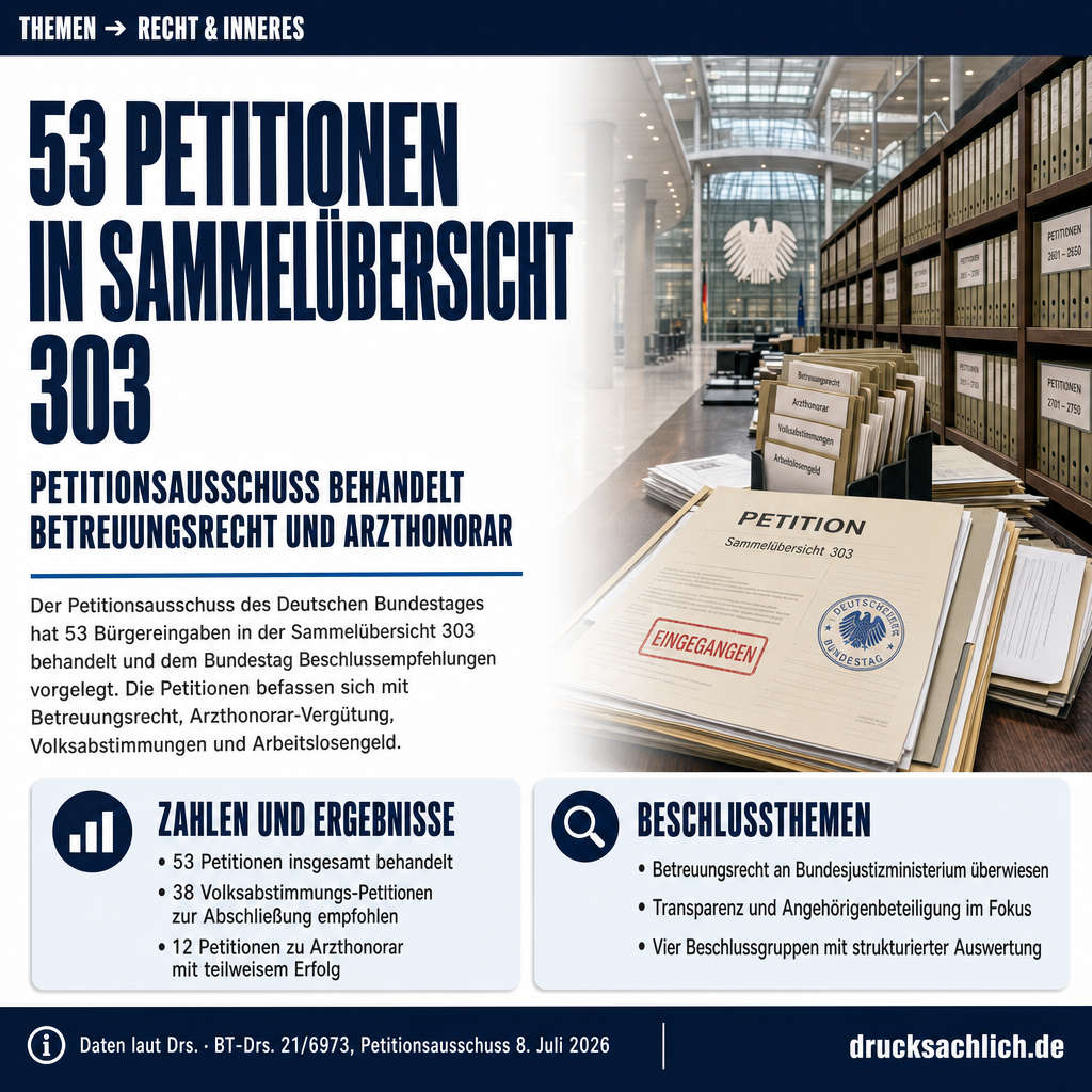 Petitionsausschuss: Sammelübersicht 303 mit 53 Petitionen