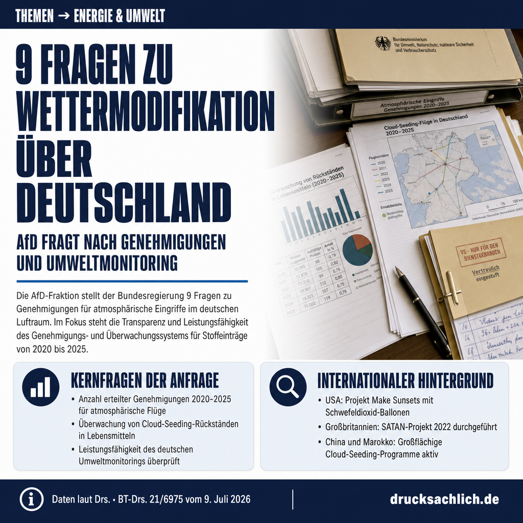 Wettermodifikation: AfD fragt nach Genehmigungen und Umweltmonitoring