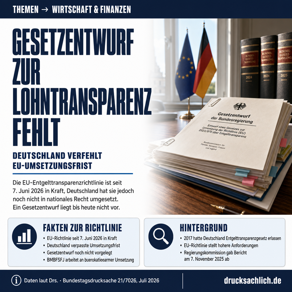 Entgelttransparenzrichtlinie: Gesetzentwurf noch nicht vorgelegt