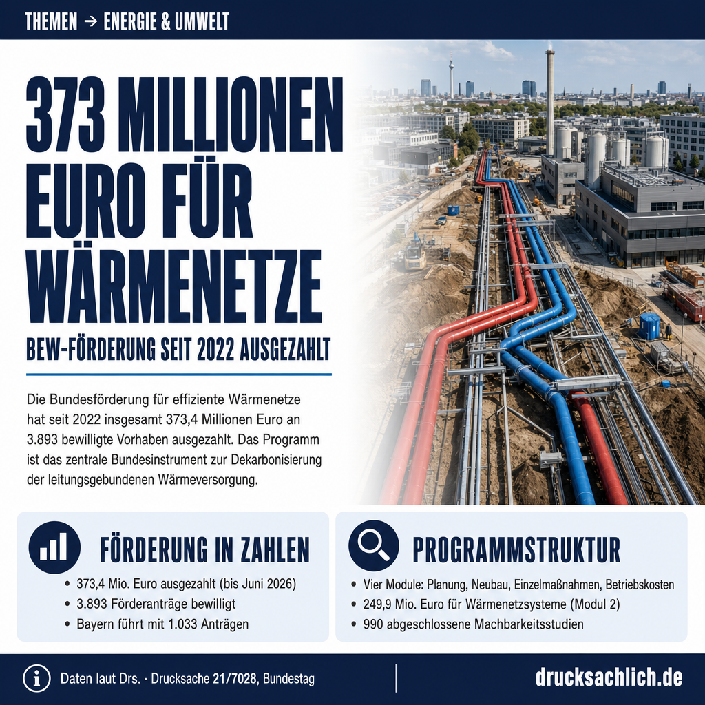 Wärmenetze: 373 Mio. Euro BEW-Förderung ausgezahlt