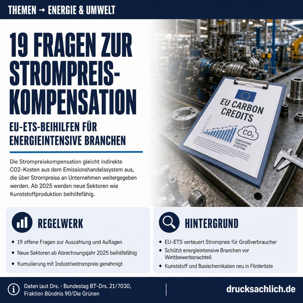 Strompreiskompensation: 19 Fragen zur EU-ETS-Industriebeihilfe