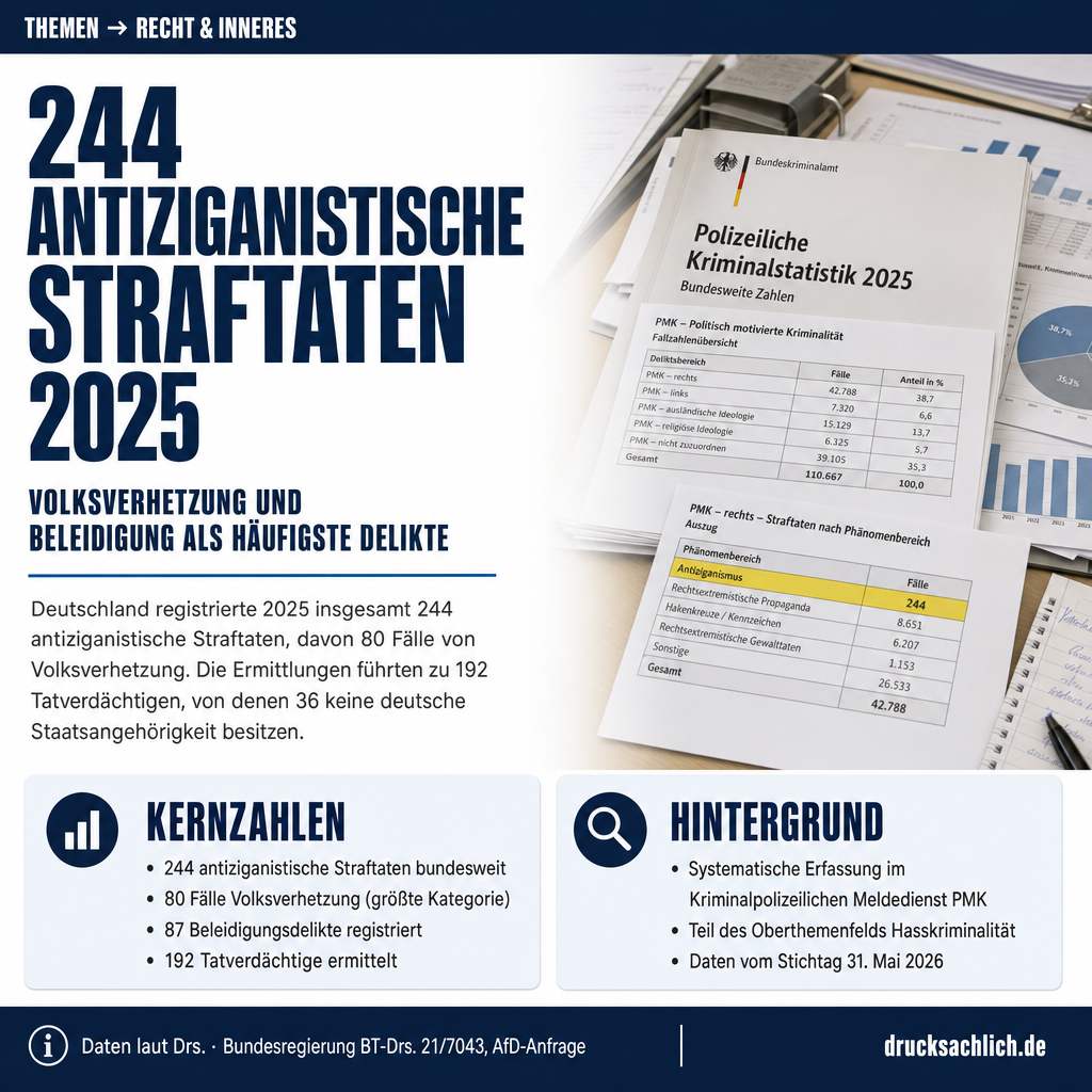 Antiziganismus 2025: 244 Straftaten bundesweit erfasst