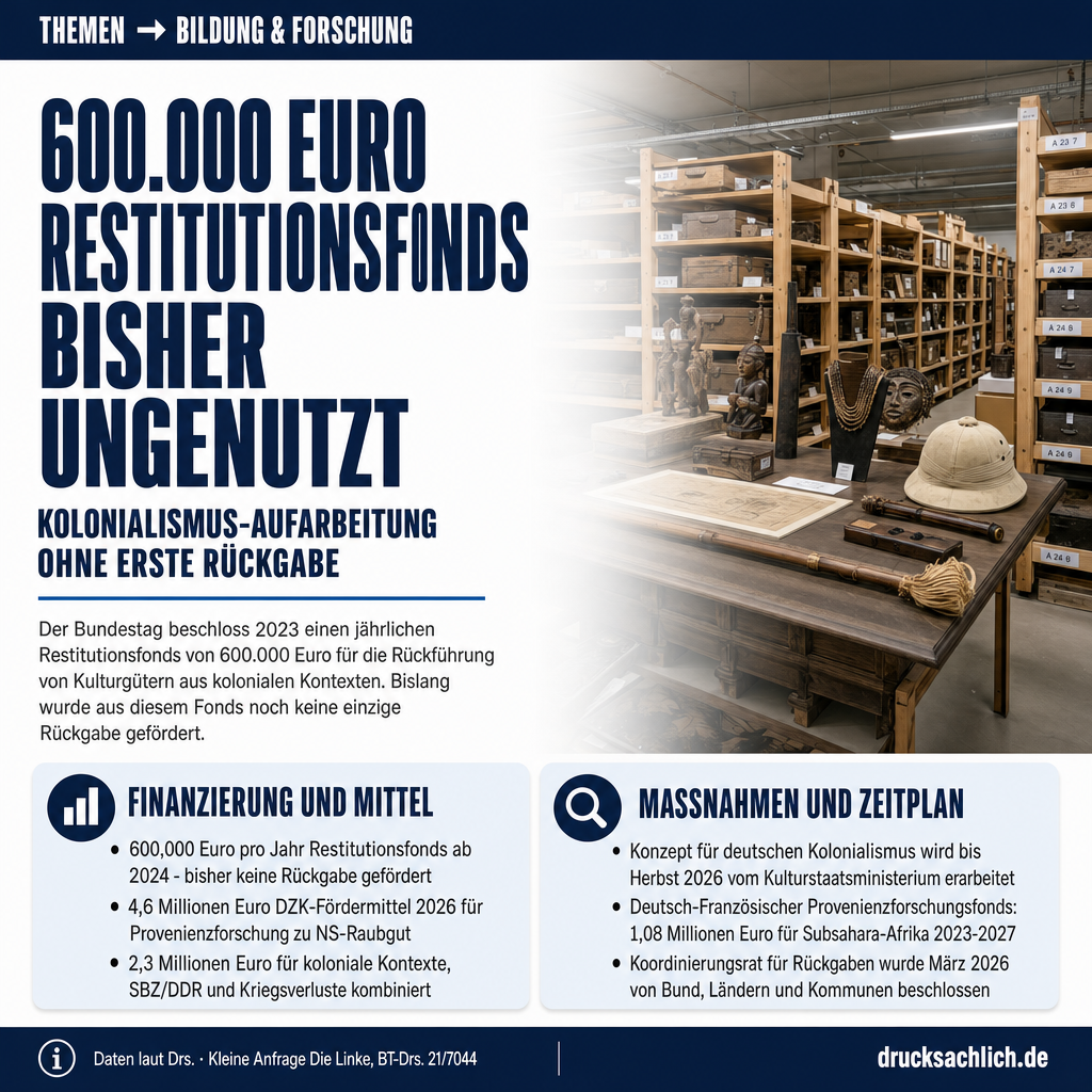 Kolonialismus-Aufarbeitung: Restitutionsfonds ungenutzt, Konzept bis Herbst 2026