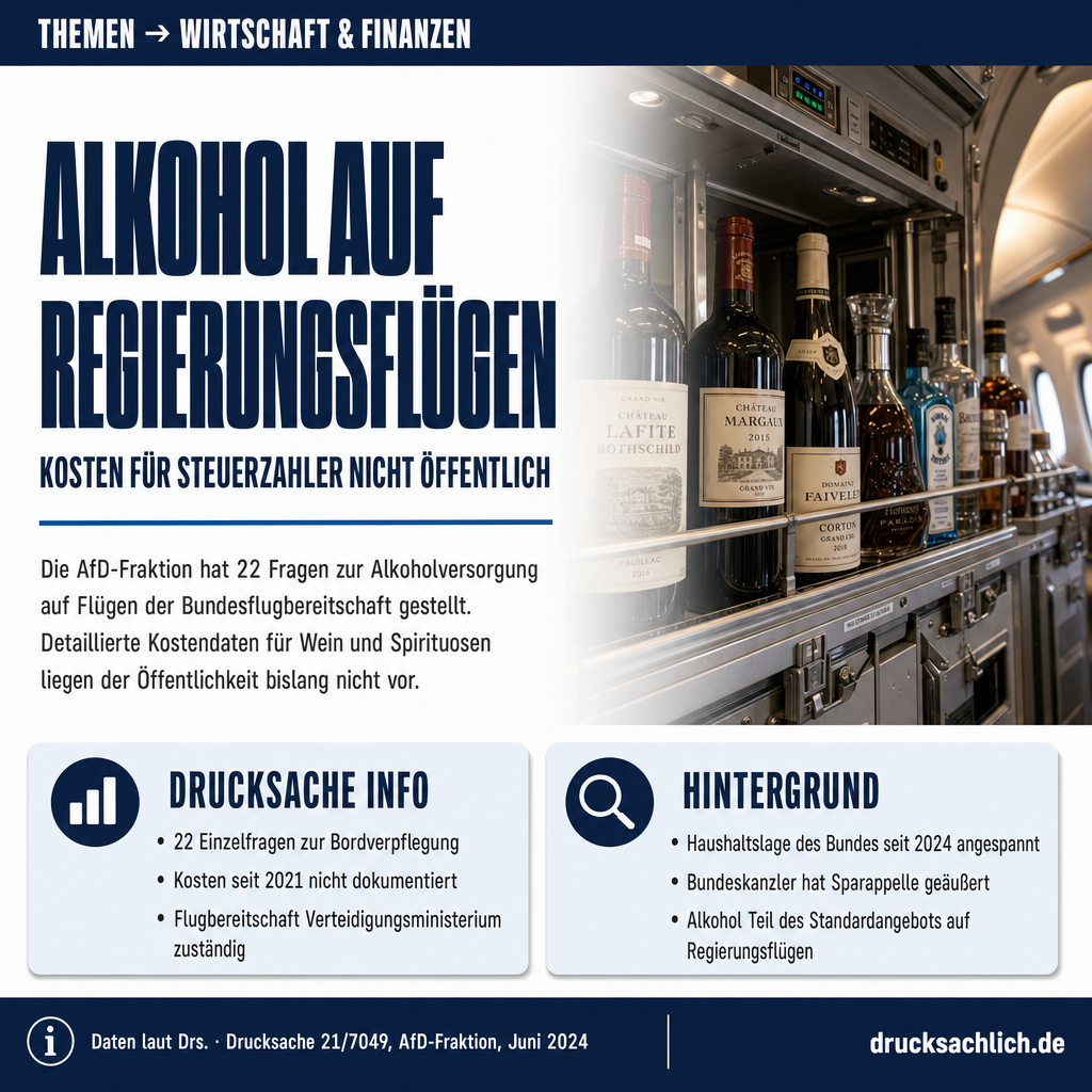 Regierungsflüge: Alkoholausschank auf Steuerzahlerkosten unter der Lupe