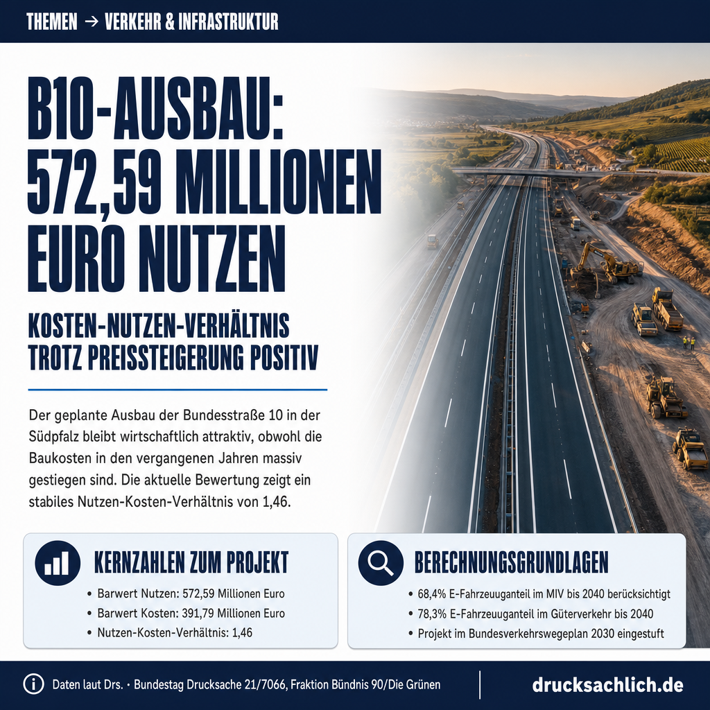 B10-Ausbau Südpfalz: Nutzen-Kosten-Verhältnis trotz Kostensteigerung stabil