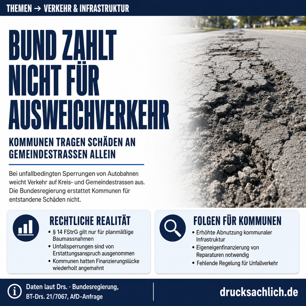 Ausweichverkehr: Bund zahlt nicht für Schäden an Gemeindestraßen