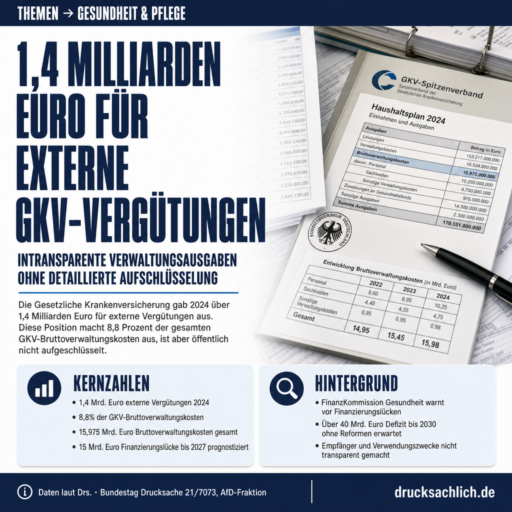 GKV-Verwaltungskosten: 1,4 Mrd. Euro für externe Vergütungen 2024