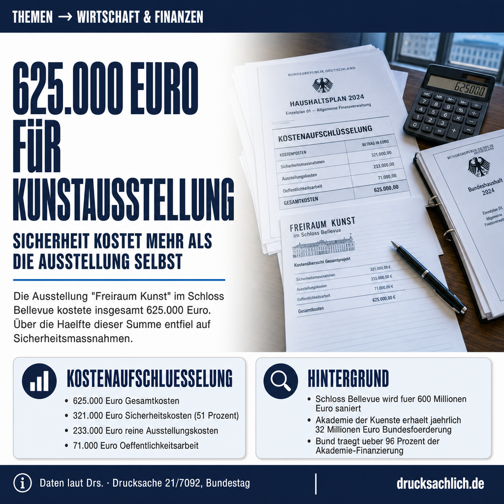Ausstellung im Schloss Bellevue: 625.000 Euro Gesamtkosten im Fokus