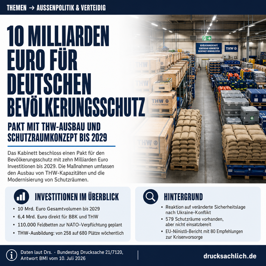 Bevölkerungsschutz: 10 Mrd. Euro Pakt und Schutzraumkonzept 2026