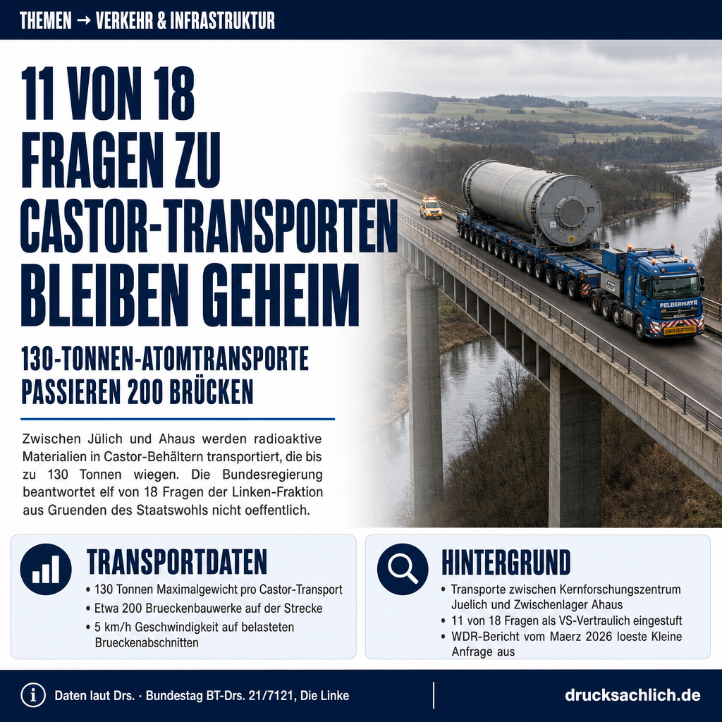 Castor-Transport Jülich–Ahaus: Streckendetails bleiben geheim