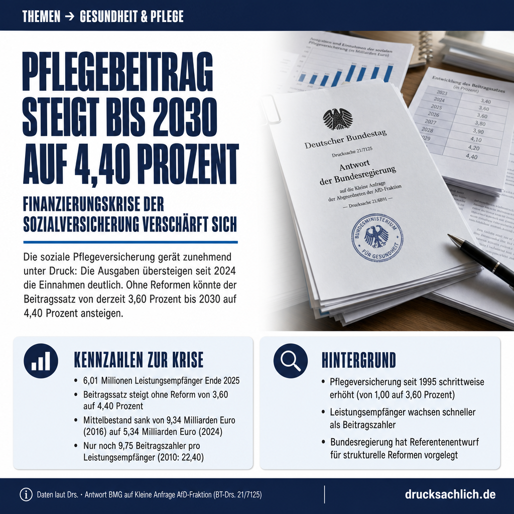 Pflegeversicherung: Beitragssatz steigt bis 2030 auf 4,40 Prozent