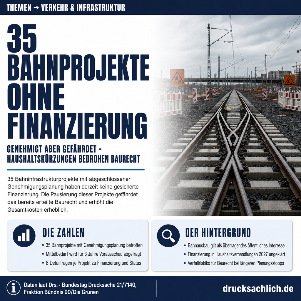 Bahnausbau: 35 Schienenprojekte ohne gesicherte Finanzierung