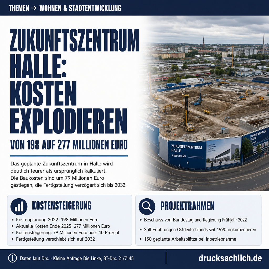 Zukunftszentrum Halle: Kosten steigen auf 277 Mio. Euro