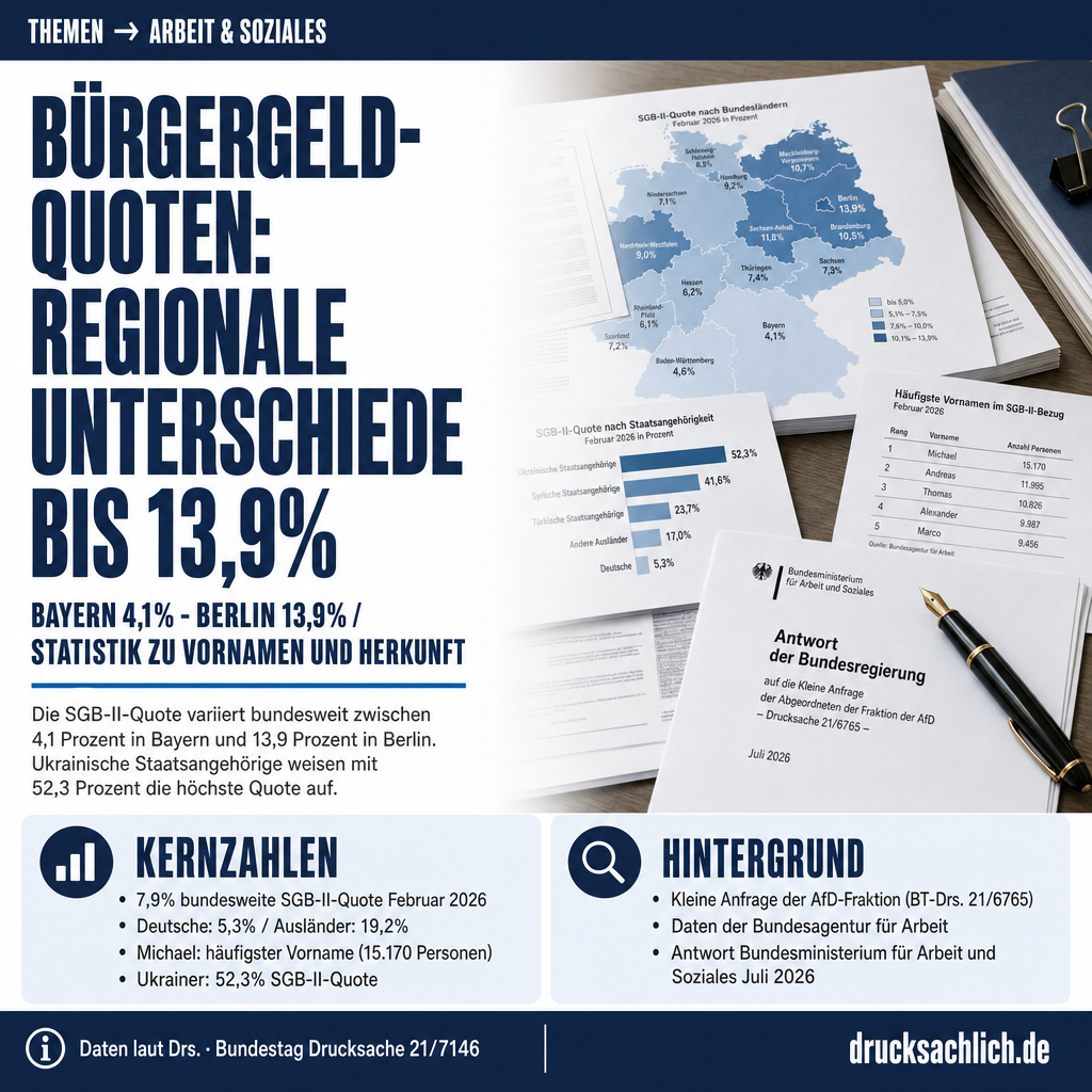 Bürgergeld-Quoten 2025: Regionale Unterschiede und Vornamen-Statistik