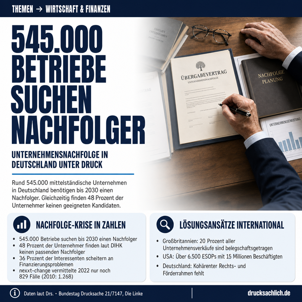 Unternehmensnachfolge: 545.000 Betriebe suchen Nachfolger bis 2030
