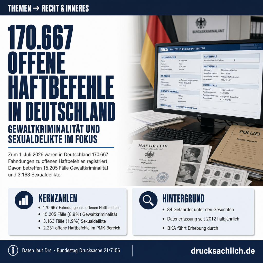 Offene Haftbefehle 2026: 170.667 Fahndungen in Deutschland