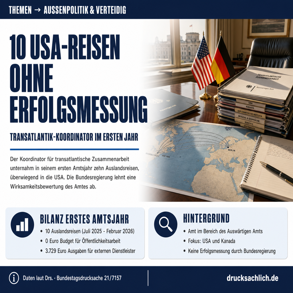 Transatlantik-Koordinator: 10 USA-Reisen, keine Erfolgsmessung