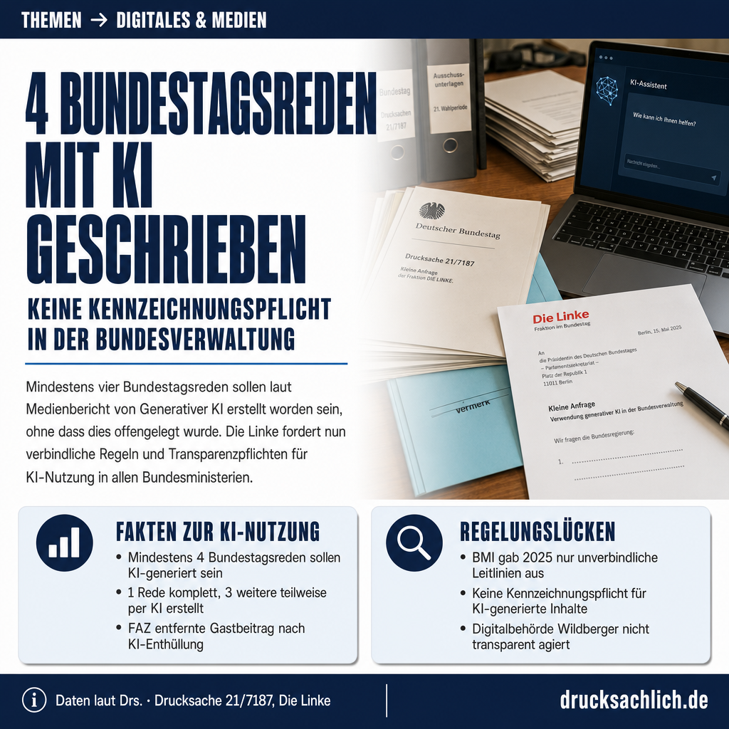 KI-Nutzung in der Bundesverwaltung: Reden und Artikel durch Generative KI