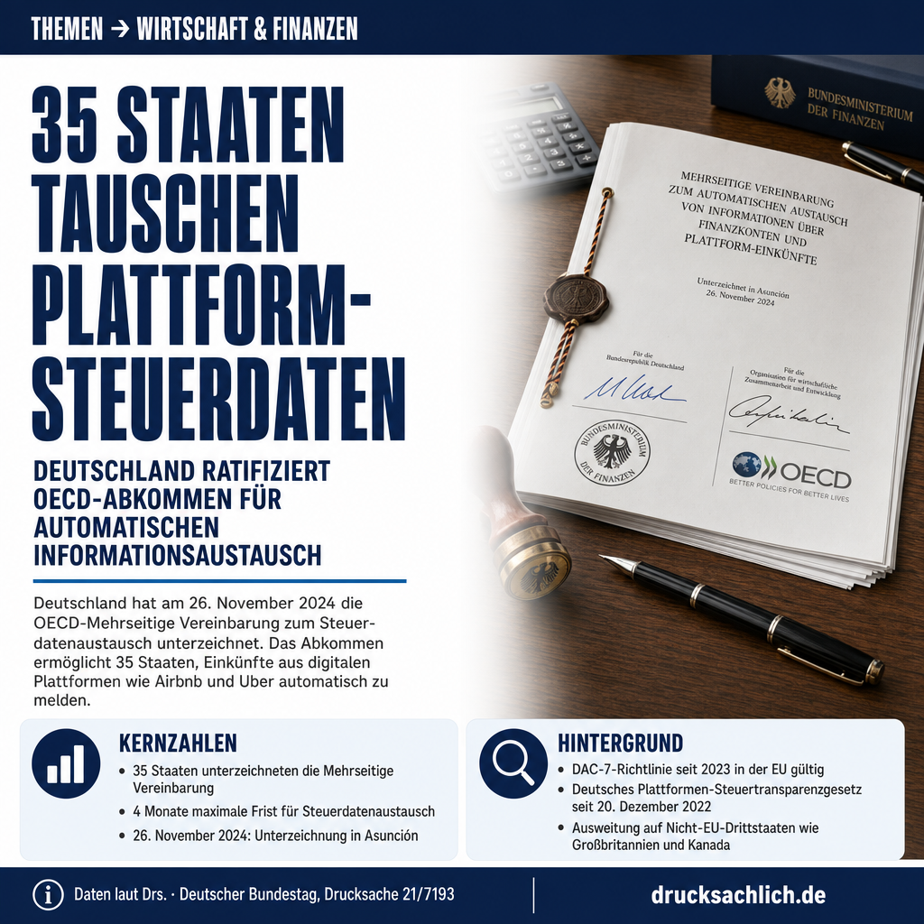 Plattform-Steueraustausch: Deutschland ratifiziert OECD-Abkommen