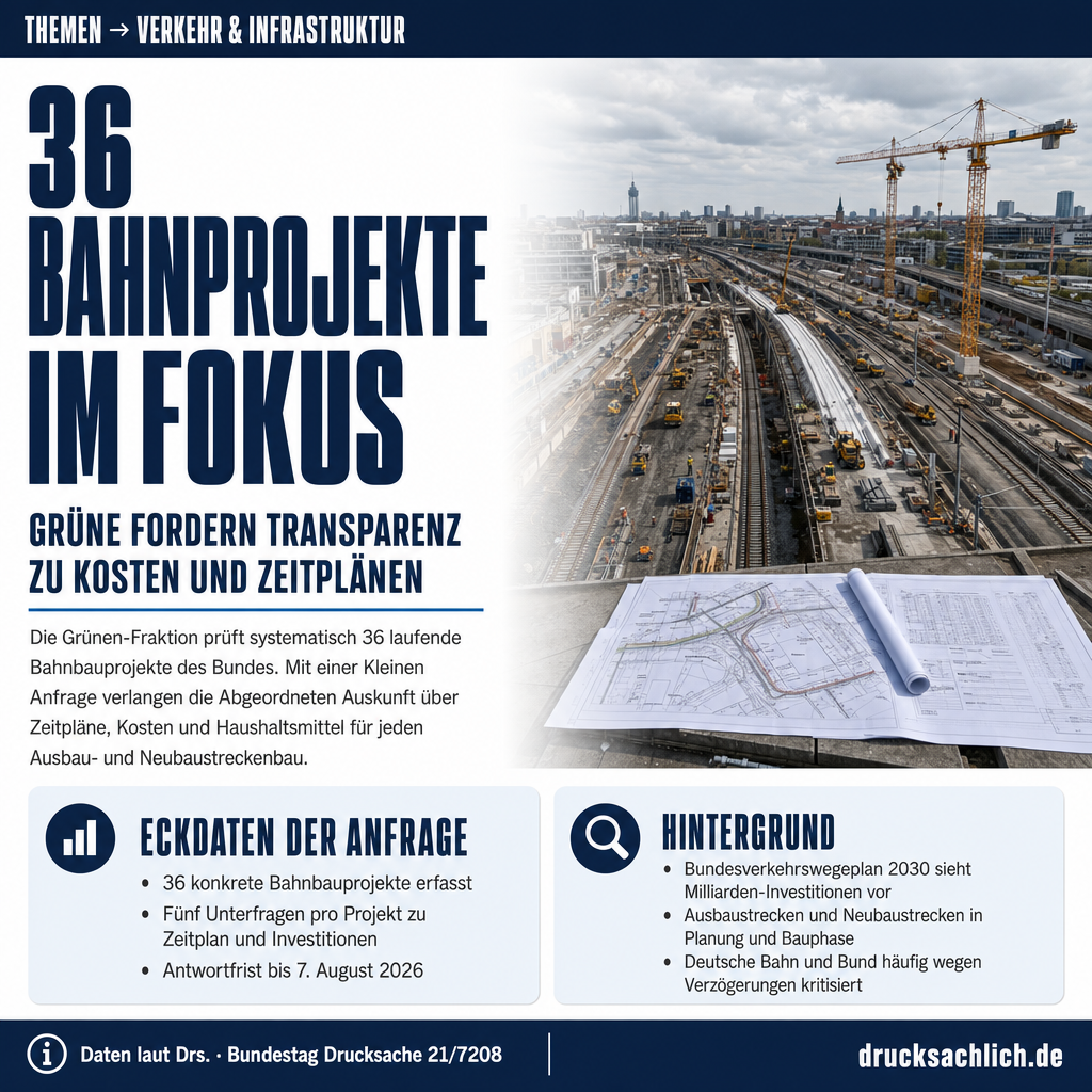 Bahnprojekte im Bau: Grüne fragen zu 36 laufenden Vorhaben