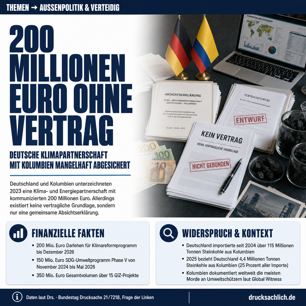 Klimapartnerschaft Kolumbien: 200 Mio. Euro ohne Vertrag