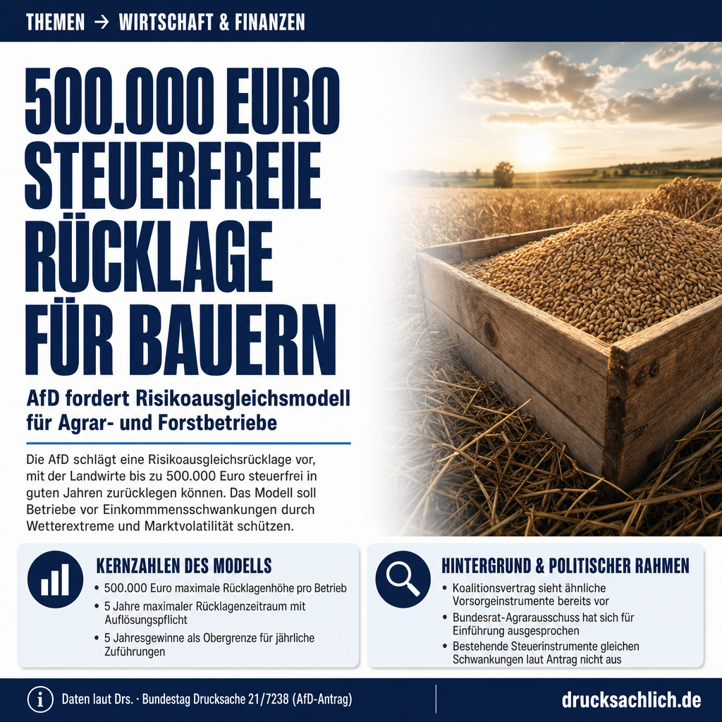 Risikoausgleichsrücklage: AfD fordert Steuermodell für Landwirte