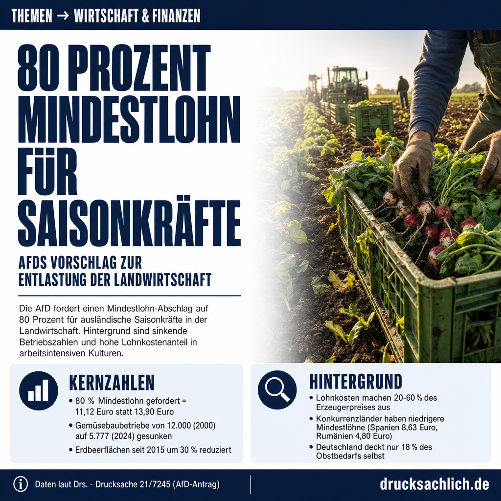 Saisonarbeit Landwirtschaft: AfD fordert Mindestlohn-Abschlag auf 80 Prozent
